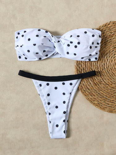Sexy tube swimwear black and white dot bikini