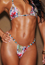 Sexy bikini colorful beads print swimsuit 