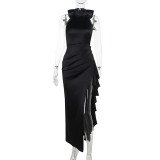 Women's Bow Knot Slit Long Formal Party Dress