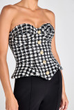 Plaid tube top waist slimming top retro women's party wear