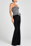 Plaid tube top waist slimming top retro women's party wear