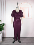 Evening gowns banquet dress African sequined plus-size dress