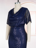 Evening gowns banquet dress African sequined plus-size dress