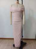 Elegant off-the-shoulder evening gown lace floral long women's dress