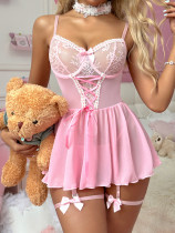 Sexy women's mesh nightgown with leg wrap