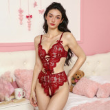 Sexy lingerie lace semi-sheer open back sexy bodysuit