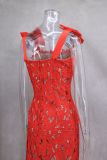 High-end embroidered bodycon maxi dress with bow