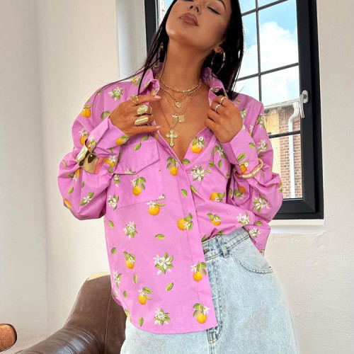 Printed casual women's long sleeves shirt