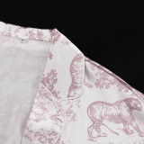 Women's Printed Long-sleeved Cardigan Top and Pants (Two-piece Set)