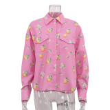 Printed casual women's long sleeves shirt