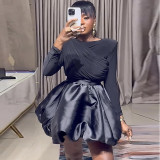 Autumn Pleated Slim Fit Long Sleeve Tulip Skirt Set
