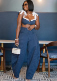 Autumn Women's Sexy Stripes Wide-Leg Pants Set
