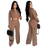 Autumn Women's Long-Sleeved Cargo Pants Set