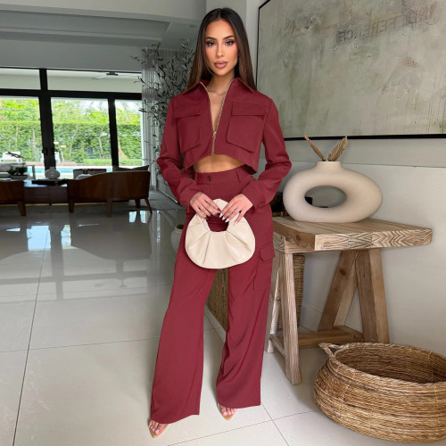 Autumn Women's Long-Sleeved Cargo Pants Set