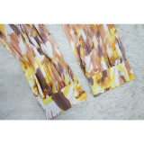 Women Long Sleeve Top and Wide Leg Pants Printed Two-piece Set