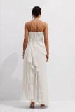 Ruffled halter neck multi-layered maxi dress
