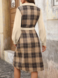Plaid corduroy dress casual retro shirt dress