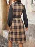 Plaid corduroy dress casual retro shirt dress