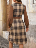 Plaid corduroy dress casual retro shirt dress