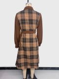 Plaid corduroy dress casual retro shirt dress