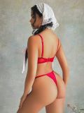 Sexy lingerie set rose embroidery push-up bra see-through panties set