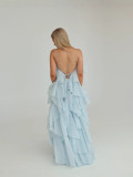 holiday style floral halter neck ruffled maxi dress