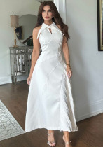 Sexy pleated party dress A-line white evening gown