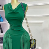 Sleeveless Pleated Elegant Slim Fit Long Dress