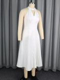 Sexy pleated party dress A-line white evening gown