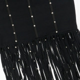 Women Beaded Tassels Long Bodycon Dress