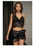 Women stage performance sequined tassel suit