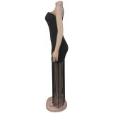 Women's Black Sexy Long Tassel Dress
