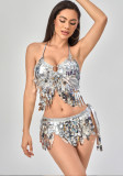 Women stage performance sequined tassel suit