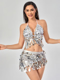 Women stage performance sequined tassel suit
