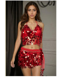 Women stage performance sequined tassel suit