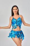 Women stage performance sequined tassel suit
