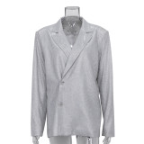 Slim-fit straight-leg high-waisted pants sexy sequined jacket nightclub suit