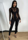 Women's Black Sexy Mesh Jumpsuit
