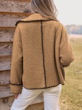 Women's Winter Oversized Collar Pocket Loose Casual Lambswool Coat