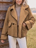Women's Winter Oversized Collar Pocket Loose Casual Lambswool Coat