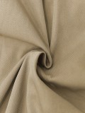 Autumn/Winter Khaki Leather Patchwork Long Coat for Women