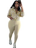 Women's Zipper Hooded Fleece-Lined Top and Pants Sports Casual Two-Piece Set