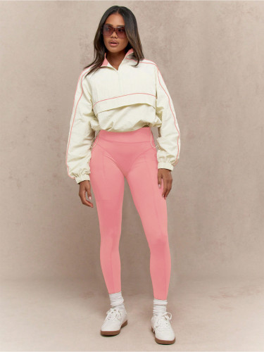 Women contrast color pullover sporty casual two-piece set 