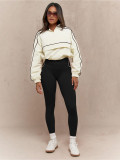 Women contrast color pullover sporty casual two-piece set 