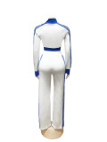 Women contrast color stripes sporty casual two-piece set 