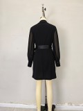 Lapel tie-front slim-fit blazer dress for women