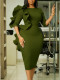Women's Round Neck Three-Quarter Sleeve Ruffle Elegant African Dress