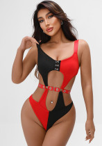 Red and black sexy bodysuit lingerie