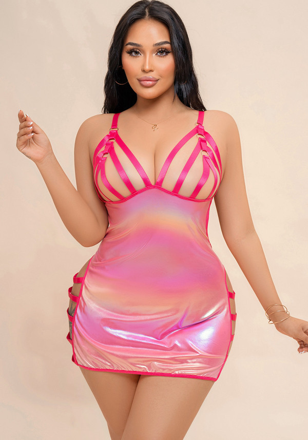 Sexy women's plus size leather lingerie