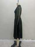 Women's French Retro Autumn/Winter Long-Sleeved Velvet V-Neck Dress